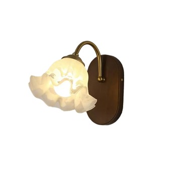 壁燈 【律電】110V中古風客廳壁燈 花瓣造型玻璃壁燈 高級溫馨臥室床頭走廊過道燈具