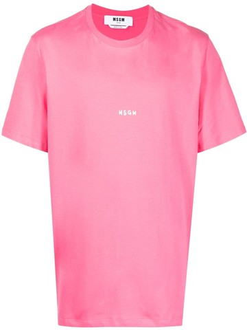 MSGM - logo-print T-shirt - men - Cotton - S - Pink