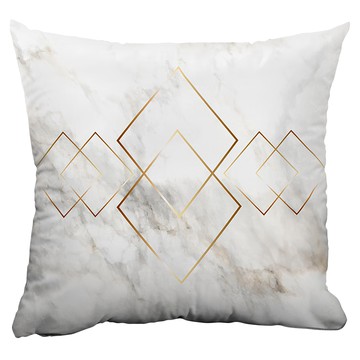 半島良品 雙面印花/清新北歐風超細纖維抱枕套/不含枕心  金邊菱形  45 x 45cm