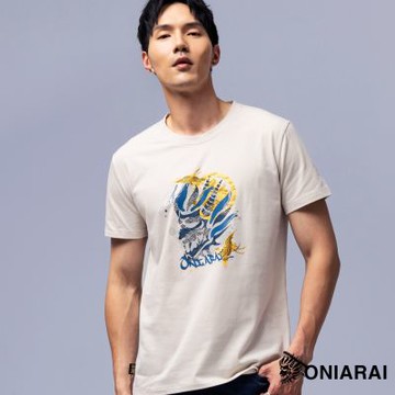 鬼洗 BLUE WAY – 經典日式雙鶴鬼頭短TEE(米杏)