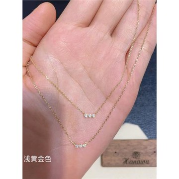 日系女主超閃迷你三顆鉆鎖骨項鏈小巧精致十字架純銀鍍14K