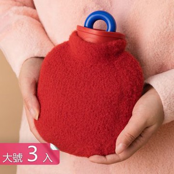 【荷生活】冷熱兩用針織外套格紋暖手袋 密封不漏柔軟親膚注水式熱水袋-大號3入組