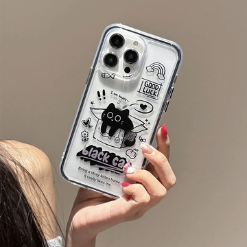 紙箱小貓適用蘋果18手機殼亞克力二合一iphone17promax防摔16plus保護套15 13 12