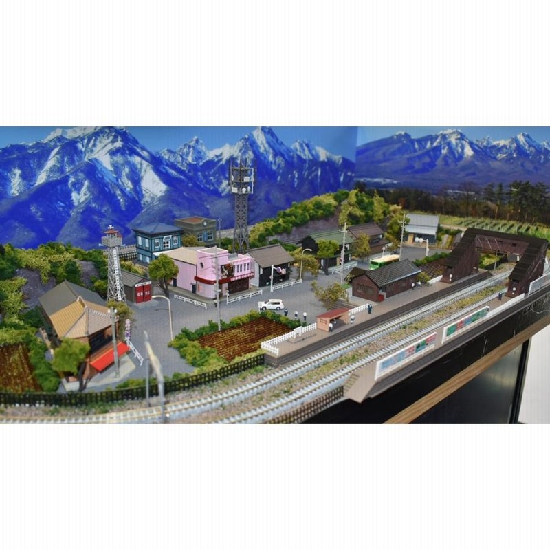 鉄道模型 ジオラマレイアウト Ｎゲージ用 複線120x60cm 山間の街※DC 