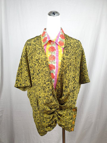 小龜葛葛-塗鴉圖騰古著襯衫