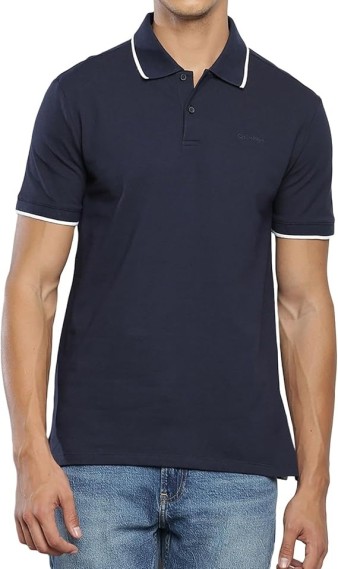 Calvin Klein 男字母刺繡Polo衫