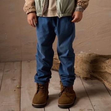 PIPPY 舒適中性針織仿牛仔長褲 藍-165