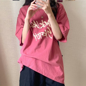 短袖t恤女夏季2022年新款慵懶風寬松韓版百搭設計感小眾半袖上衣