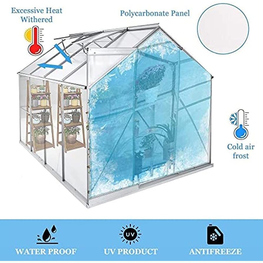 ビニールハウス 大型 温室 アルミ 花園温室 ホーム温室 温室 ビニールハウス用ビニール 防風 防水 UV防止 寒さ対策 ガーデン温室 観葉植物 室外飼育 家庭菜園 温