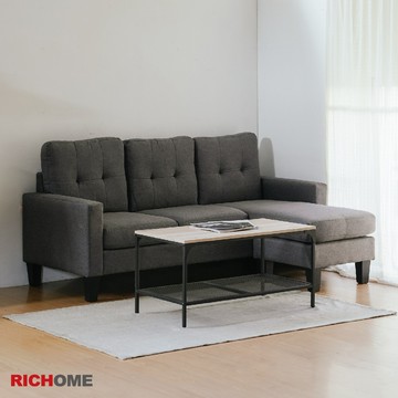 RICHOME 莉亞L型沙發組(麻布) 三人座沙發 客廳沙發 三人座 SF078 小戶型 貴妃椅 L型沙發 SF078