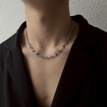 【衣衫倉庫】韓系 Z型 立體造型 男項鍊 手鍊 鋼項鍊 男女 鋼手鍊 古巴項鍊