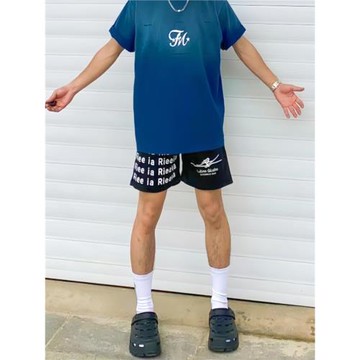 Rieeia歐美男夏季潮牌百搭運動街頭寬松黑色速干透氣四分褲小短褲