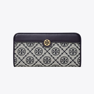 TORY BURCH TBT Monogram 22編織提花拼皮革 logo按扣開合錢包 88708(預購)~【 購物節優惠 ★ 菲尼斯 國際精品 3折起 】