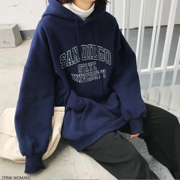 加絨加厚衛衣女學生寬鬆慵懶風waitmore韓版連帽冬季ins外套