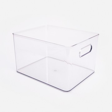 實用透明方型單提把收納盒 25.4x20.32x15.24cm