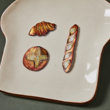 【玩食插畫工作室】麵包布貼3入組