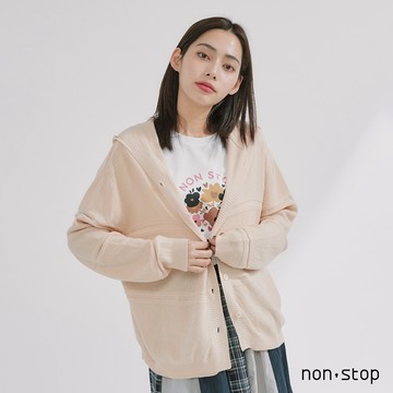 non-stop 柔光連帽針織外套-2色