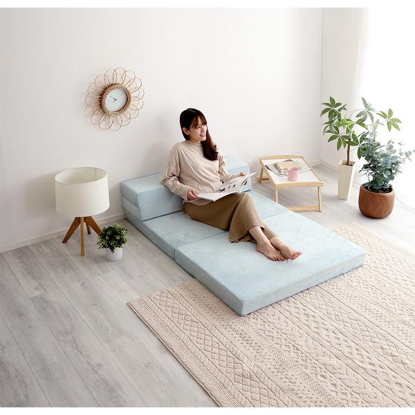 ⑦4Ｗay 折りたたみソファマットレス シングル ブルー タタン ふわふわ ⑨4Way 折りたたみソファマットレス シングル ブルー タタン
