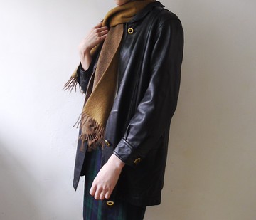 FOAK古著 棕駝雙面羊毛圍巾