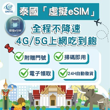 【優一電訊】泰國 eSIM 上網卡 網卡 不降速吃到飽 免換卡 掃碼即用 曼谷 普吉島 清邁 芭堤雅 蘇梅旅遊 熱點分享