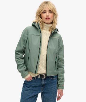 Superdry Women's Women's Hooded Soft Shell Trekker Jacket Green / Laurel Khaki - Size: 16 Size: 12