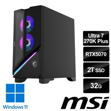 MSI微星 Infinite X3 AI 2NVP7-1035TW RTX5070 電競桌機 (Ultra 7-270K Plus/32G/2T SSD/RTX5070-12G/Win11)