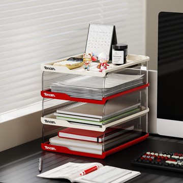 新品上市 桌面文件收納架透明多層置物架書架辦公室書桌資料架多巴胺收納盒 幸福驛站