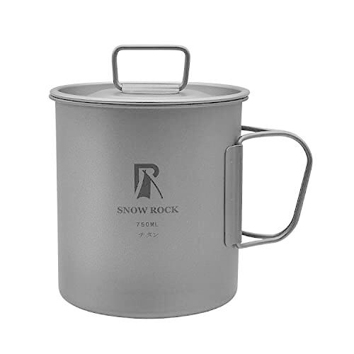 SNOW ROCK 750ml チタンマグカップ コーヒー マグ お茶 カップ 蓋付き 折りたたみハンドル付き 超軽