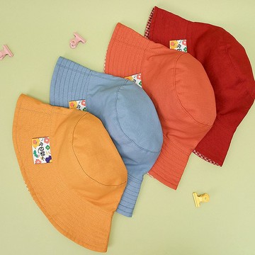 夏日復古漁夫帽 可愛標簽雙面可戴