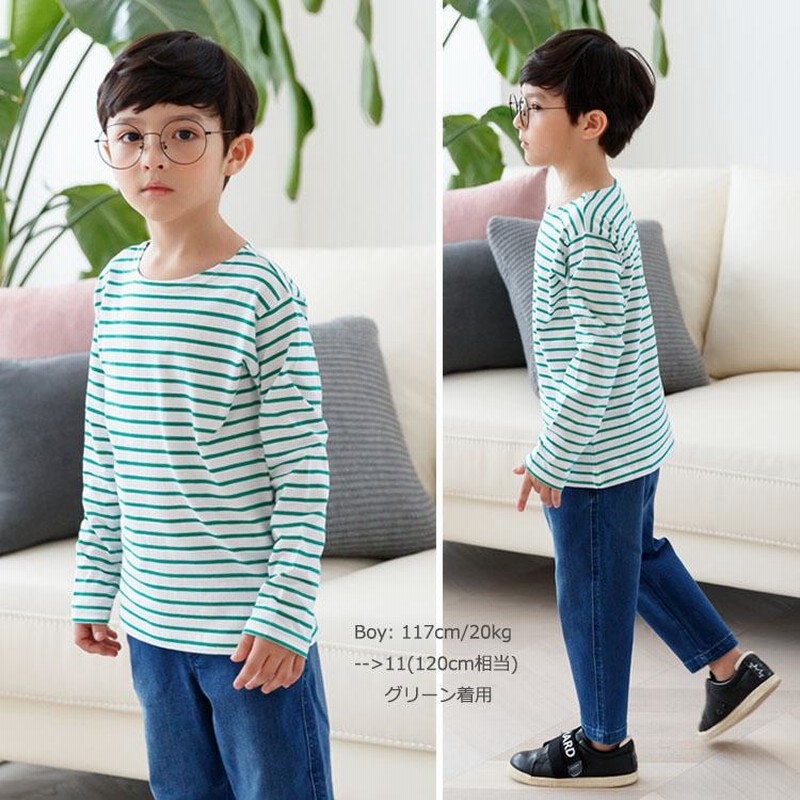 ボーダーtシャツ キッズ 子供服 長袖Tシャツ ロンT 綿100