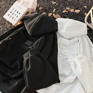 秋冬季潮流立體背包設計連帽大學T男美式百搭運動帽衫外套男