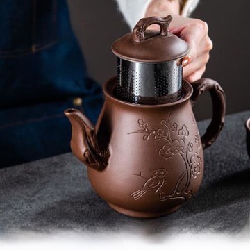 宜興大號紫砂壺大容量朱泥茶壺內置過濾網泡茶壺單壺功夫茶具套裝