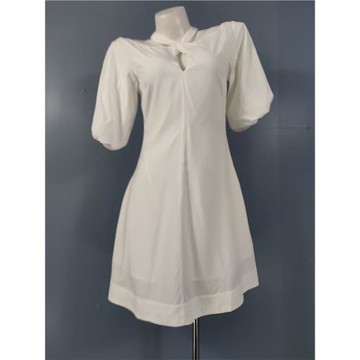 2024新款泡泡袖法式溫柔風初戀青春連衣裙露背交叉掛脖甜美少女裙