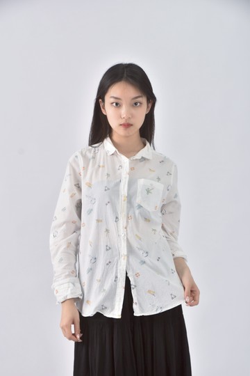 (S) net棉質純棉圖案白色襯衫上衣