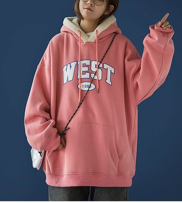 FINDSENSE X 女加絨加厚秋冬連帽衛衣韓版寬鬆衣時尚上衣外套