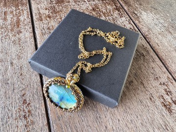 240703 拉長石 串珠 頸鍊