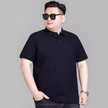胖子港風大碼短袖polo衫男士夏季新款寬松商務休閑純色翻領體恤衫鑫弘-衣錦男裝