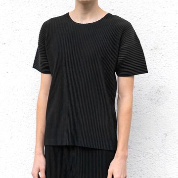 日本宅家面料褶皺上衣壓褶圓領寬松百搭休閑夏季短袖T恤男潮JK020