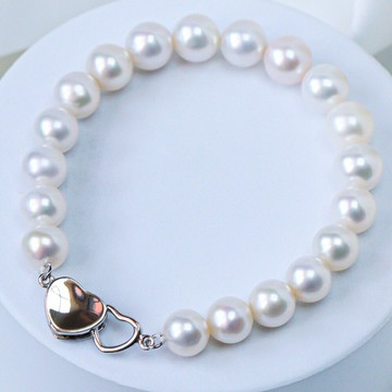 天然淡水珍珠 手鏈 925銀 光澤感 手串 近正圓珍珠 極強光珍珠 珍珠手鐲 氣質 送禮推薦