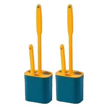 北歐風矽膠馬桶刷組 9.8 x 6.4 x 10cm  黃色 + 藍色  2組
