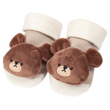 akachan honpo - 新生兒造型襪-小熊學校-淺卡其色 (7~9cm)