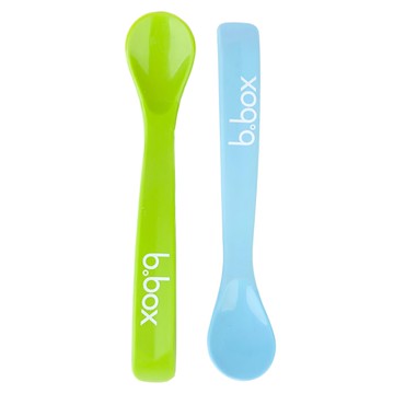 b.box 矽膠軟湯匙 2入組 適合4個月以上寶寶 柔軟呵護牙齦  藍色+綠色  1組