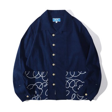 GOC Studio 藍染棉質夾克 - 反印圖案口袋