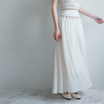 現貨★波希米亞風!後鬆緊編織細繩吊飾棉麻長裙(共2色)0527 【NR1134】