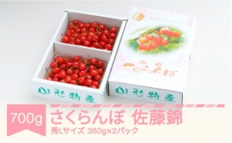 先行予約 さくらんぼ 佐藤錦 秀Lサイズ プレゼント ギフト バラ詰め 700g(350g×2パック) 2024年産 令和6年産 山形県産 ns-snslb700