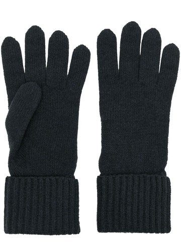 N.Peal - ribbed-trim cashmere gloves - unisex - Cashmere - One Size - Blue
