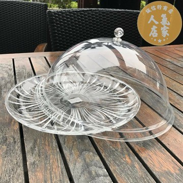 食品蓋 保鮮蓋 水果蓋 托盤帶蓋自助展示盤透明蓋子塑料圓形盤子食品蓋超市零食試吃盤蓋