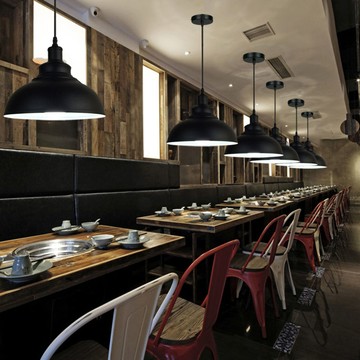 單頭餐廳吊燈 復古簡約工業鐵藝燈罩美式吊燈創意餐廳個性燈具吧臺辦公室單頭