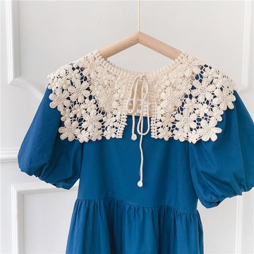 甜美系列~純色搭肩小披肩裙子裝飾女蕾絲外搭假領蝴蝶結領巾圍巾