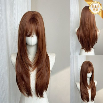 【自然修顏】女款假髮 全頭套假髮 長卷發 美式甜豆 橘棕色 高層次設計 修飾臉型 日常約會造型